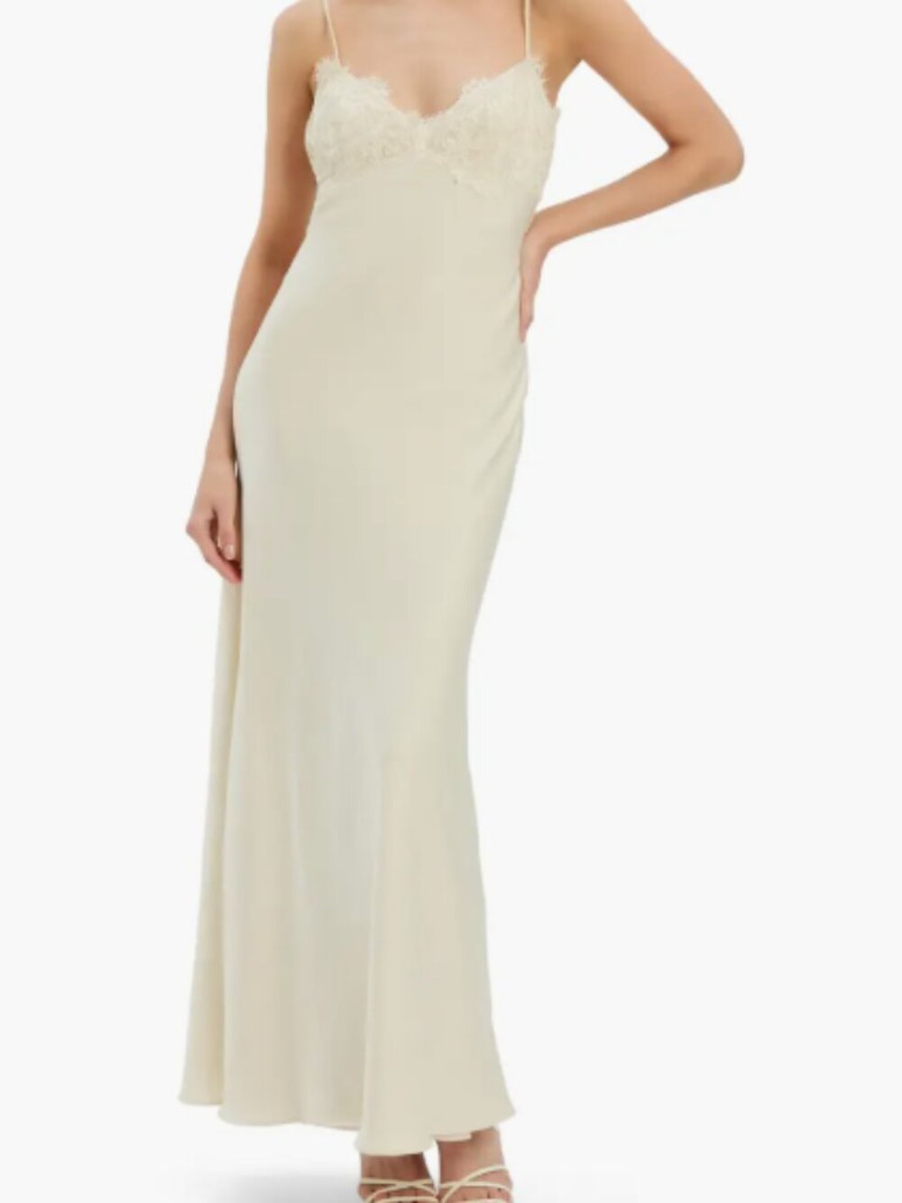 Bardot Elisan Lace Trim Slipdress – Buttercream (Light Yellow) – Size 10